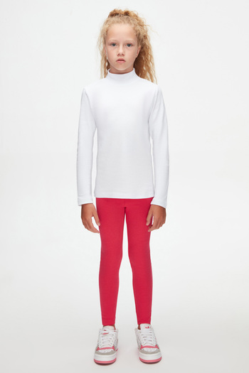 LOVETTI Girl - White Basic, Long Sleeve, Half TurtlenecK Winter T-shirt