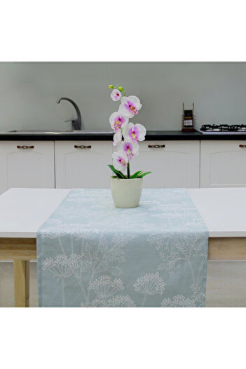 Homelux Table Runner 50X170 Cm 100% Cotton Verde Mlinent/White