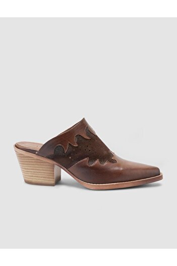Cabani 100% Genuine Leather Brown Women's Cowboy Slippers