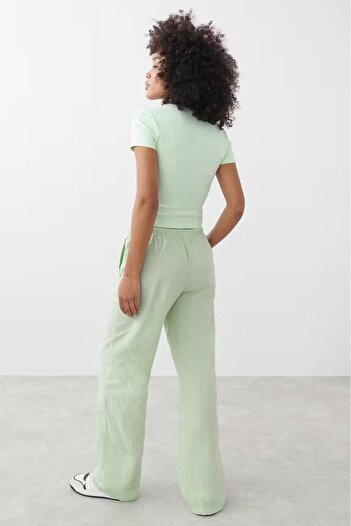 Madmext Mint Green Elastic Waisted Loose Cut Trousers MG2020