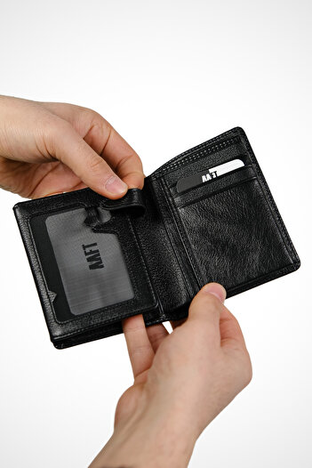 MFT Leather Design Hakiki Deri Erkek Cüzdan - Isim Baskılı, Kişiye Özel | Alex 2808 Napa Siyah