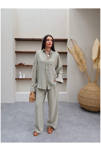 ESRAHELVACI Pocketed Shirt Trousers Set