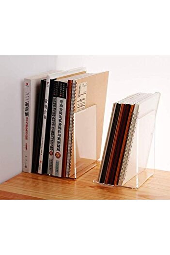 Generic Set of 4 Clear Acrylic Heavy Duty Bookends – Desktop Organizer for Books, Movies, and CDs