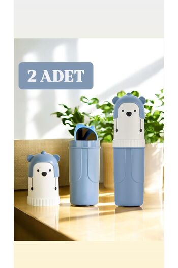 Bayev 2Pcs Blue Capped Pen Holder Travel Type Accessory Carrying Container Toothpaste Toothbrush Storage Box
