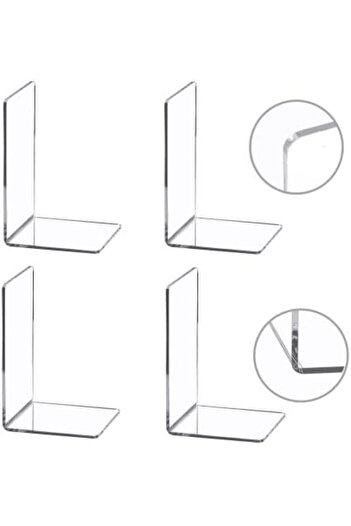 Generic Set of 4 Clear Acrylic Heavy Duty Bookends – Desktop Organizer for Books, Movies, and CDs