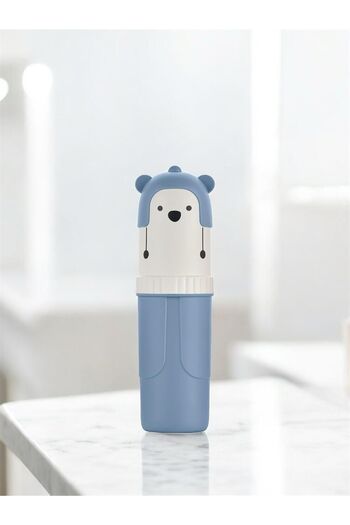 Bayev 2Pcs Blue Capped Pen Holder Travel Type Accessory Carrying Container Toothpaste Toothbrush Storage Box
