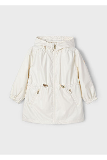MAYORAL 3411 Girl's Cream Hooded Raincoat