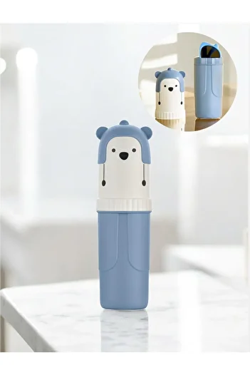 Bayev Blue Capped Pen Holder, Travel Type Accessory Carrying Container Toothpaste Toothbrush Storage Box