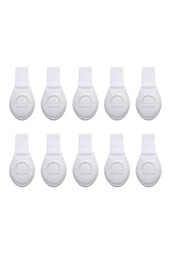 Empria Set 10 sigurante flexibile textile pentru usi si sertare, 20 cm, Alb, protectii bebelusi