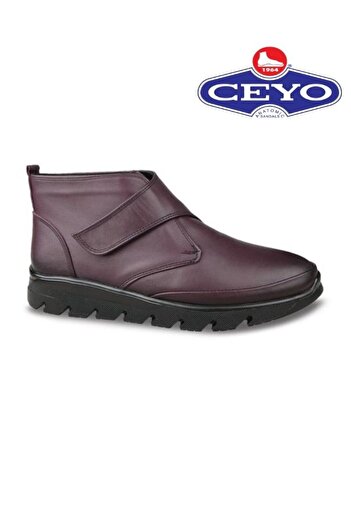 Ceyo Hakiki Deri Tam Ortopedik Kaydırmaz Taban Soğuğa Dayanıklı Cırtlı Kadın Bot CEYO 1056