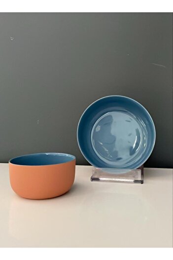 Tantitoni TANTİTONİ TERRACOTTA MAVİ PORSELEN 2 Lİ KASE SETİ