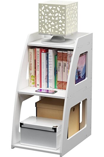 Generic 3-tier End Table - White Bedside Nightstand For Living Room, Bedroom, Bathroom & Small Spaces