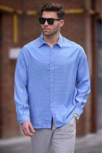 Madmext Синя довга сорочка Oversize для чоловіків 6733