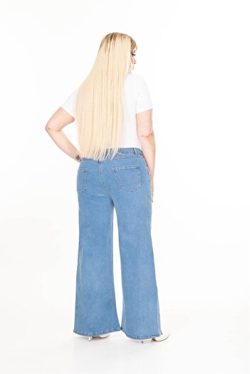 SERRAXXL PALAZZO GENİŞ PAÇA DENİM JEANS BÜYÜK BEDEN PANTOLON