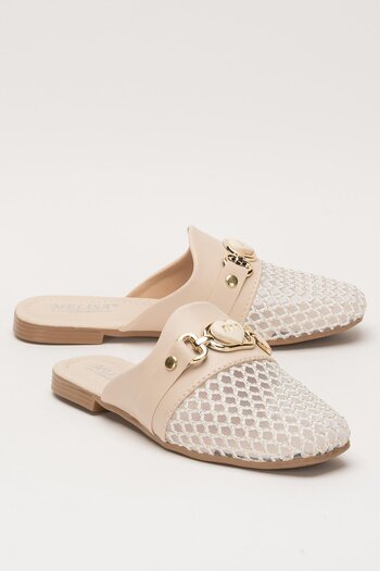 Liger Women's Buckle Mesh Slippers Cream