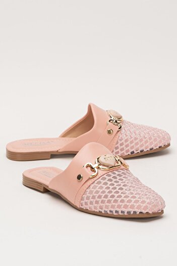 Liger Women's Buckle Mesh Slippers Pudra