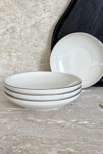 porselenden Modern Silver Cream 4-Person 19 cm Porcelain Pit Dinner Plate Set