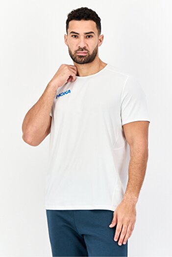 hoka Men Sportswear Fit Short Sleeve Outdoor T-Shirt, White