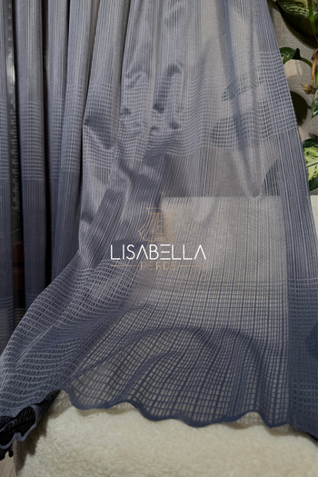 LisabellaHome Modernia Tulle Anthracite Gray Geometric Reflection of the City's Elegance (1X3 Dense Pleat Stitching)