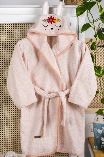 Formeya 100% Cotton Baby Kids Bathrobe Hooded Embroidered Animal Figured Bathrobe