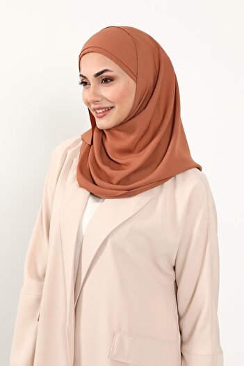 Aisha's Design Πρακτικό σάλι από κρεπ με πλισέ στο μπροστινό μέρος, PS-54, ανοιχτό κανέλα