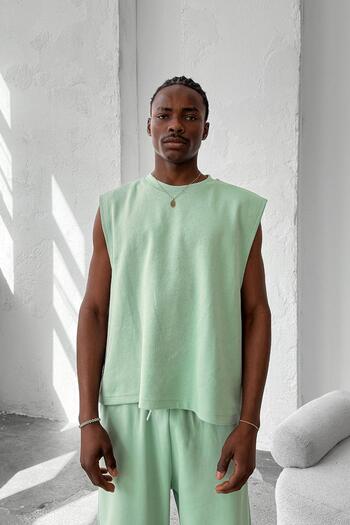 HAFKAGİYİM Mint Green Cozy Premium Basic Tank Top
