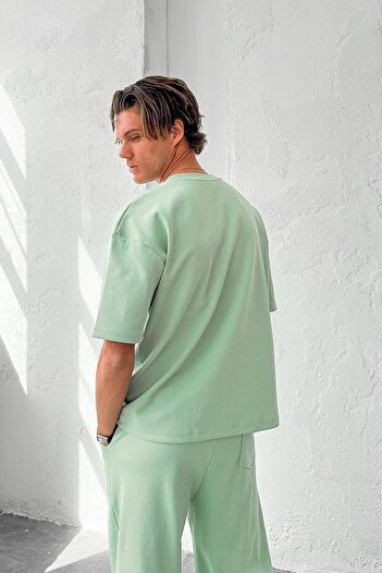HAFKAGİYİM Μπλουζάκι Mint Green Cozy Premium Oversize