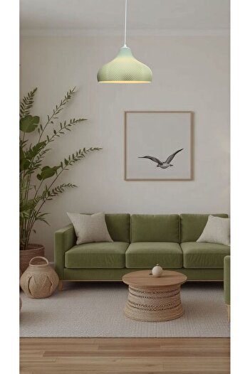decory Leila Mint Yeşil Avize Yatak Odası, Mutfak, Oturma Odası Tasarım Tekli Sarkıt Avize (PLASTİK) E27