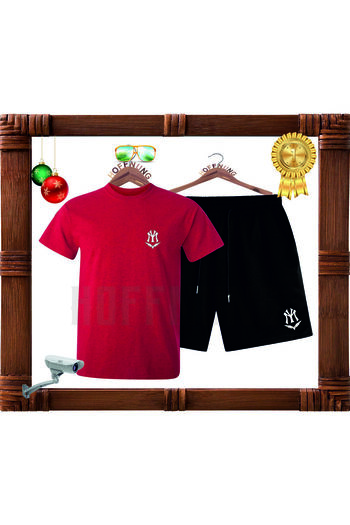 HOFFNUNG Summer SporTs SeT - PrinTed Full ShorTs and Combed CoTTon T-Shirt