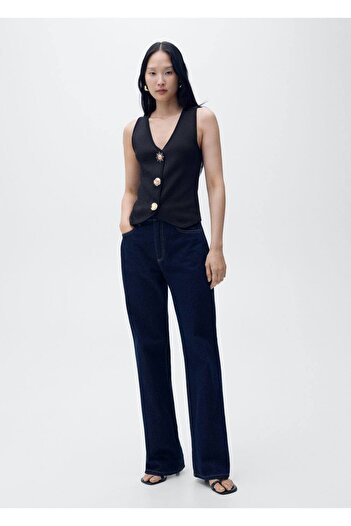 MANGO Woman Tricotine Vest with Jewelry Buttons