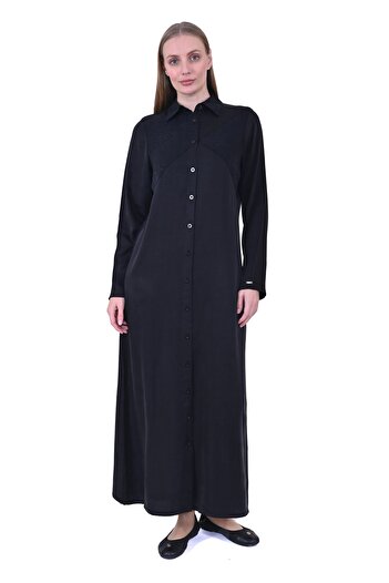 Invee Invee 7032 Silk Qupra Shirt Dress - Black