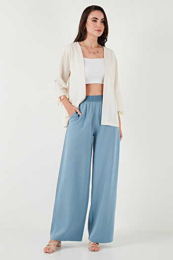 Lela Cotton and Linen Blended Tassel Detailed Regular Fit Long Kimono Cardigan Cardigan 5869015