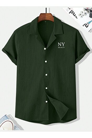 woonkey ΑΝΔΡΙΚΟ ΚΟΝΤΟΜΑΝΙΚΟ ΠΟΥΚΑΜΙΣΟ NY PRINTED SHIRT TREND MODEL