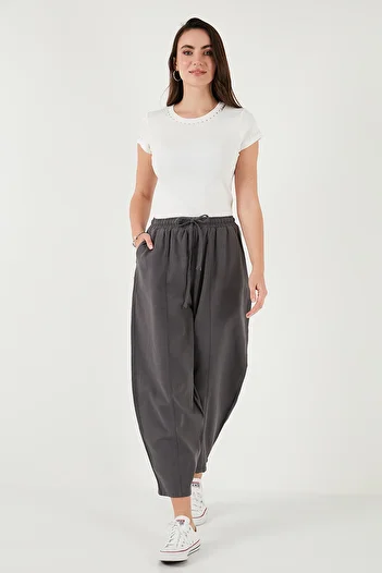 Lela Cotton Relaxed Fit Normal Waist Shrinkable Leg Pants Pants 668Yp5198
