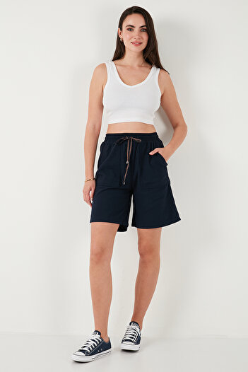 Lela Cotton Relaxed Fit High Waist Pocket Mini Shorts Shorts 668Yp5384