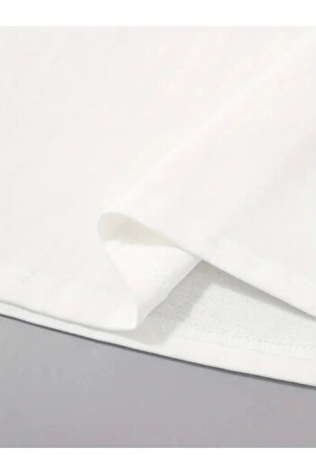 MHT STORE Printed Oversize Crew Neck T-Shirt - White