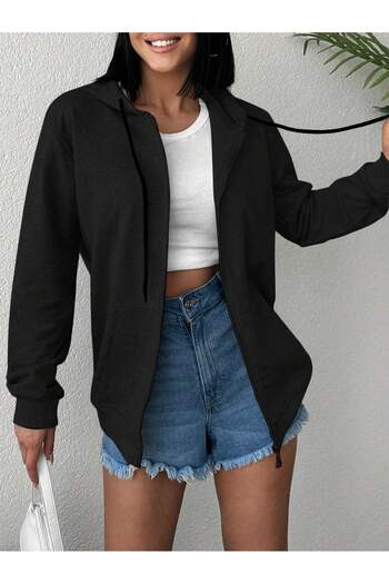 Velkoz - Cardigan Black Zippered Hood
