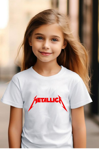 makiteks Bumbac de calitate Pieptănat Băieți Fete Tricou imprimat pentru copii 5 6 7 8 9 10 11 12 13 14 ani Metallica