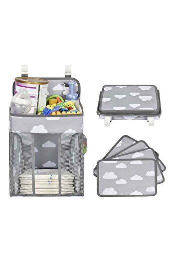 Yelajoy Hanging Baby Diaper Caddy Organizer,Baby Crib Classified Storage Bag Organizer for Changing Table