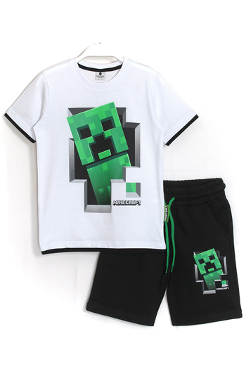 DobaKids Minecraf 3D Printed Short Sleeve Summer Boys Maycraft Shorts T-Shirt Suit White Black
