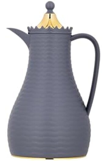 ALSAIF Deva Coffee And Tea Vaccum Flask In Grey/gold / Leak-proof And Keeps Drinks Hot 1 Liter