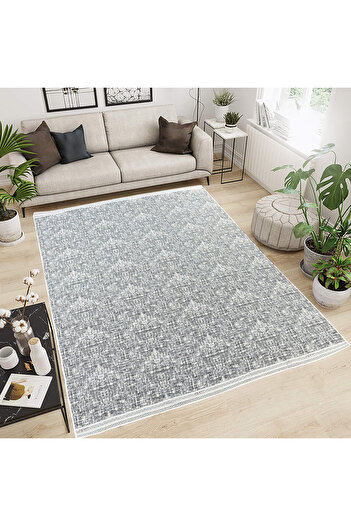 WOOF HOME Modern Pamuklu Halı Örtüsü Savan 6m2 Dokuma 200x300 Lastiksiz