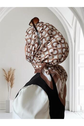 ESSLERA Ring Patterned Brown Soft Scarf