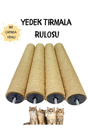 Komano Pontika Cat Scratching Replacement Roller Jute Rope 50 cm Scratching Roller with M8 Diameter Nut Screw