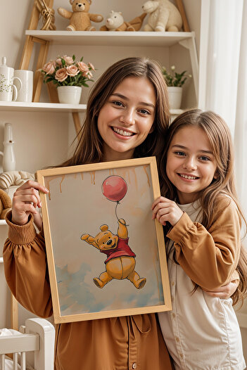 Basquiart Çocuk Odası, Bebek Odası Ahşap Çerçeveli Poster, Tablo No:69