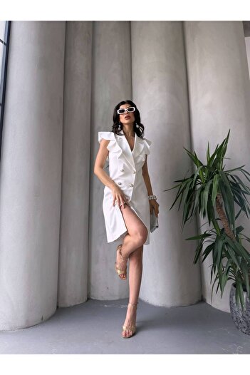 Bella Breeze Γυναικείο φόρεμα με βολάν με λεπτομέρεια με κουμπιά