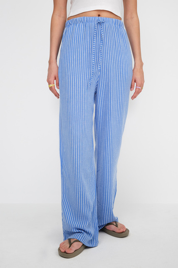 Addax Striped Wide Leg Pants Pn3545