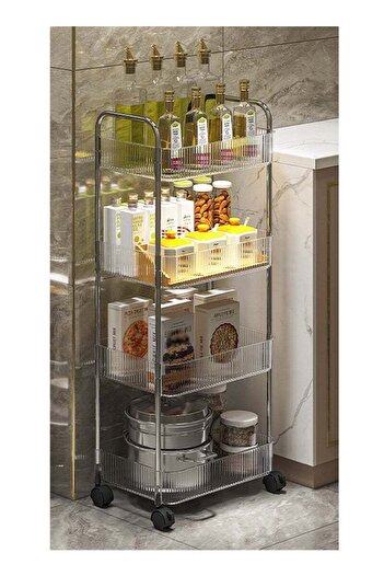 COOYA 4 Tiers Bathroom Organizer Mobile Shelving Unit Storage Rolling Utility Cart Slide Out Organizer