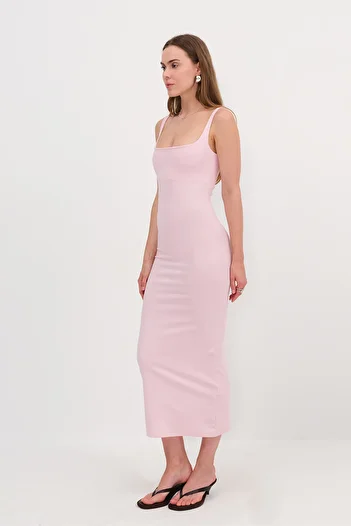 Addax Square Neck Long Dress E0388