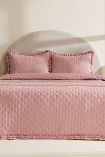 Karaca Home Ophelia Double Krush Bedspread Set Dusty Rose